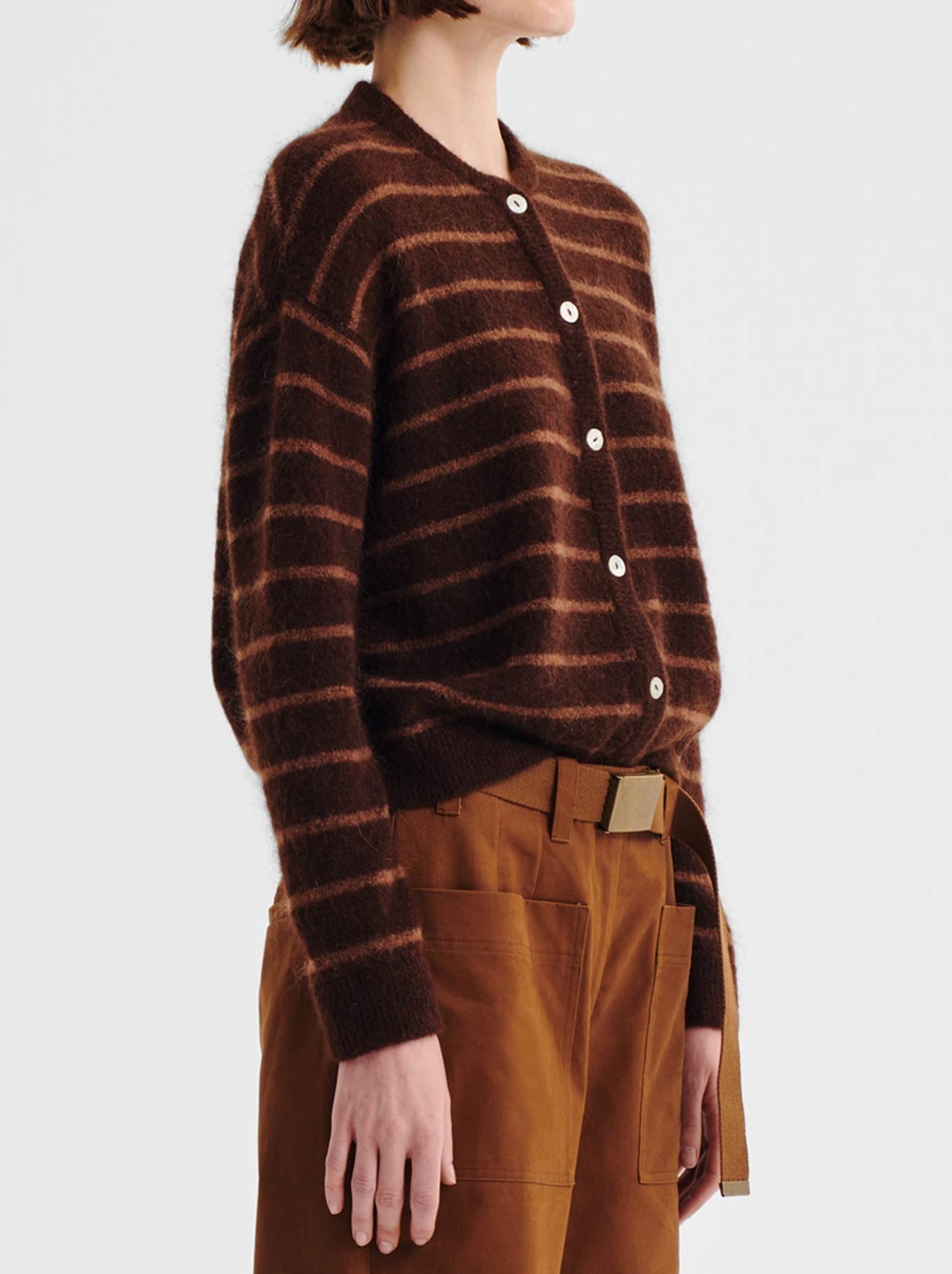 MORRISON ALBI KNIT CARDI (Toffee Stripe)