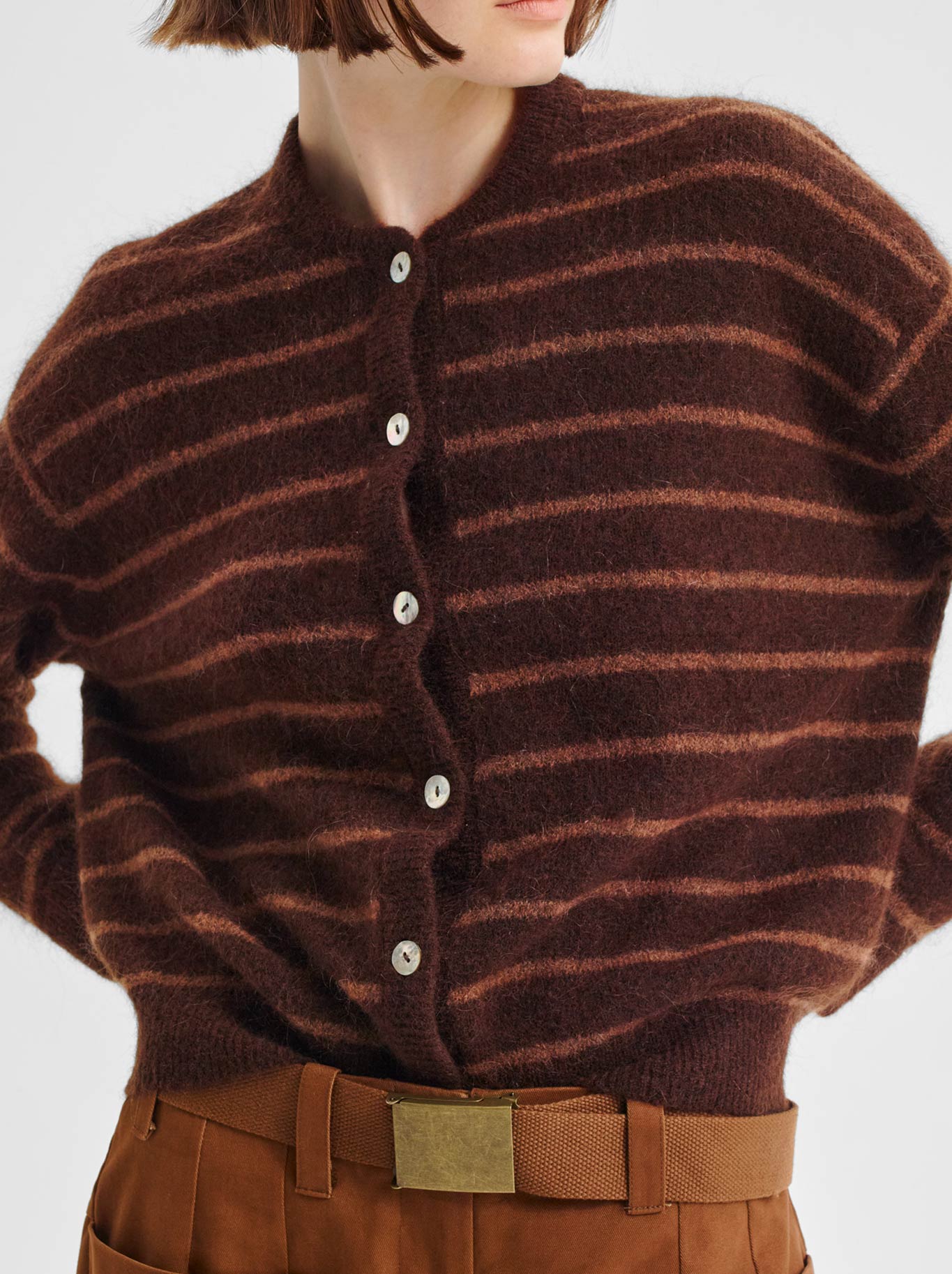 MORRISON ALBI KNIT CARDI (Toffee Stripe)