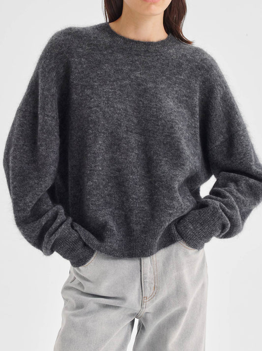 Image of a model wearing Outerwear. Product name - MORRISON ALBI KNIT PULLOVER in Smoke colour by brand - Morrison