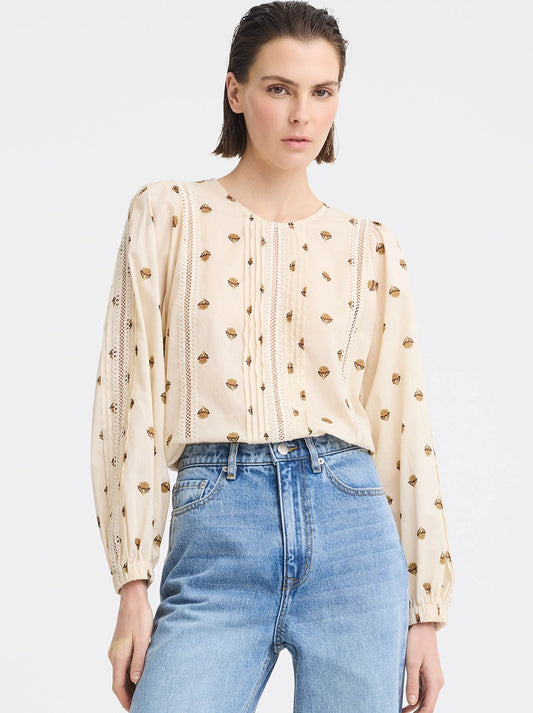 Image of a model wearing Tops. Product name - MORRISON PENELOPE TOP in Print colour by brand - Morrison