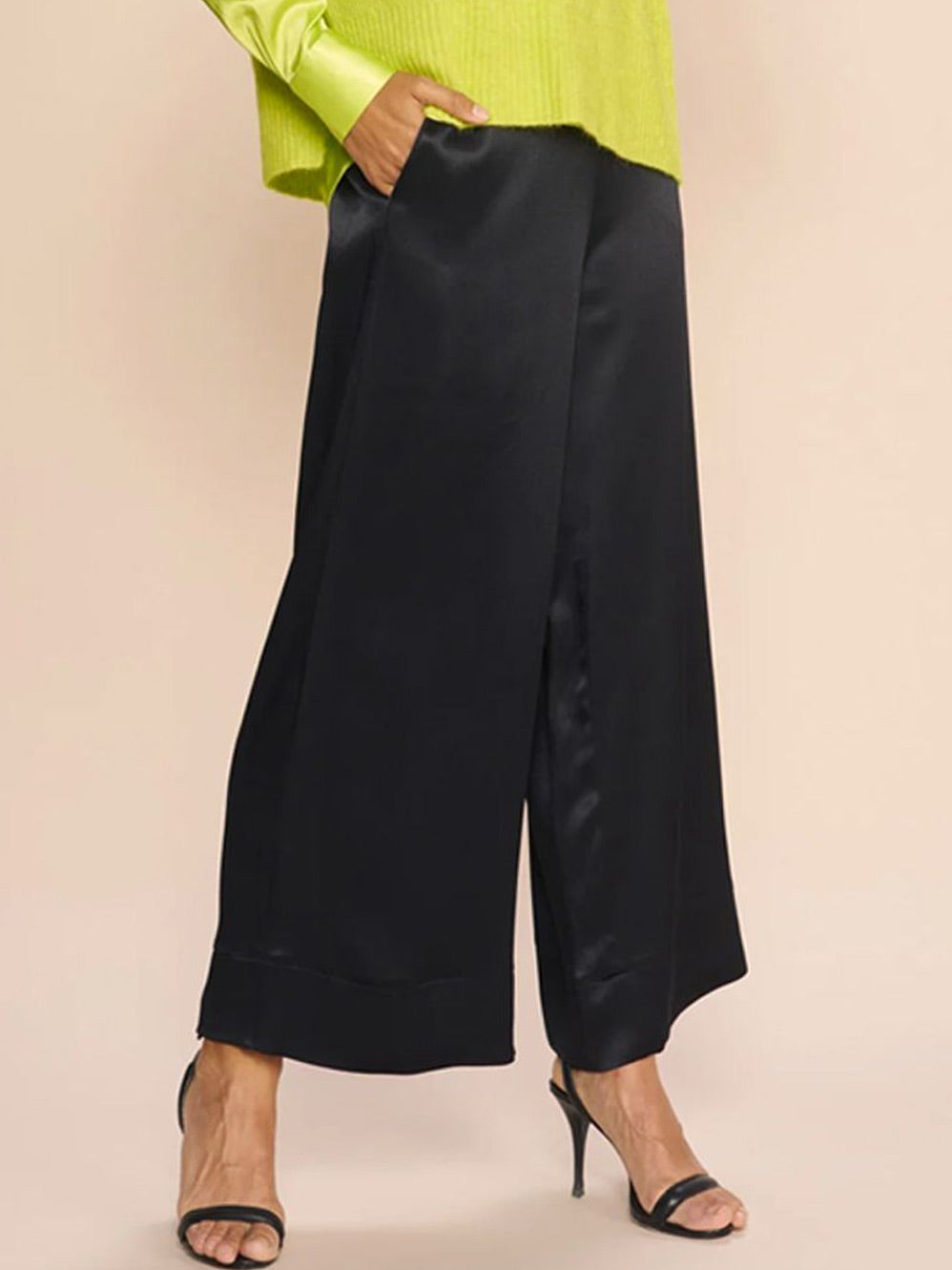 MOS MOSH EDI SATIN CREPE PANT (Black)