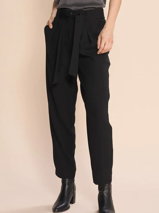 Image of a model wearing Pants. Productname: MOS MOSH TRENTON LEIA PANT in Black colour by brand - Mos Mosh