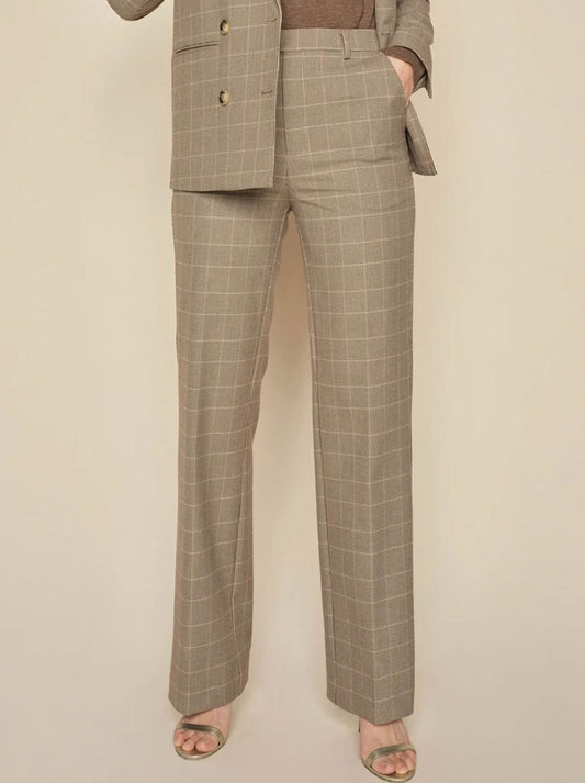 Image of a model wearing Pants. Productname: MOS MOSH OLLY ELIF PANT in Rain Drum colour by brand - Mos Mosh