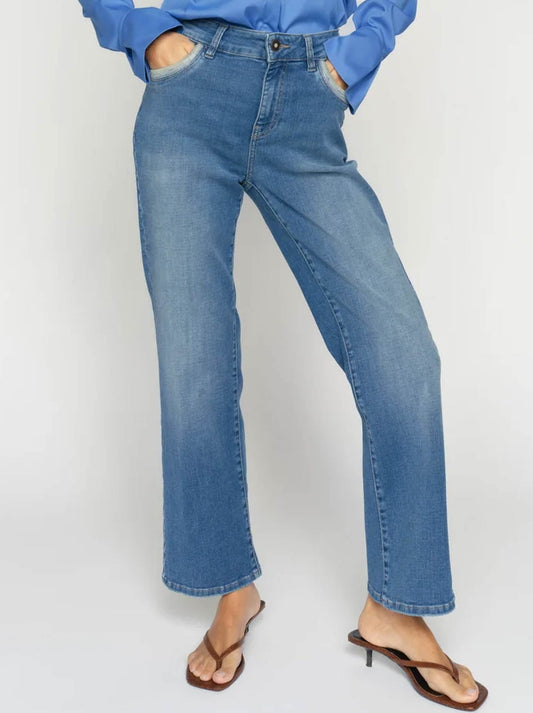 Image of Jeans. Product name - MOS MOSH CECILIA PERLA JEAN in Midblue colour by brand - Mos Mosh
