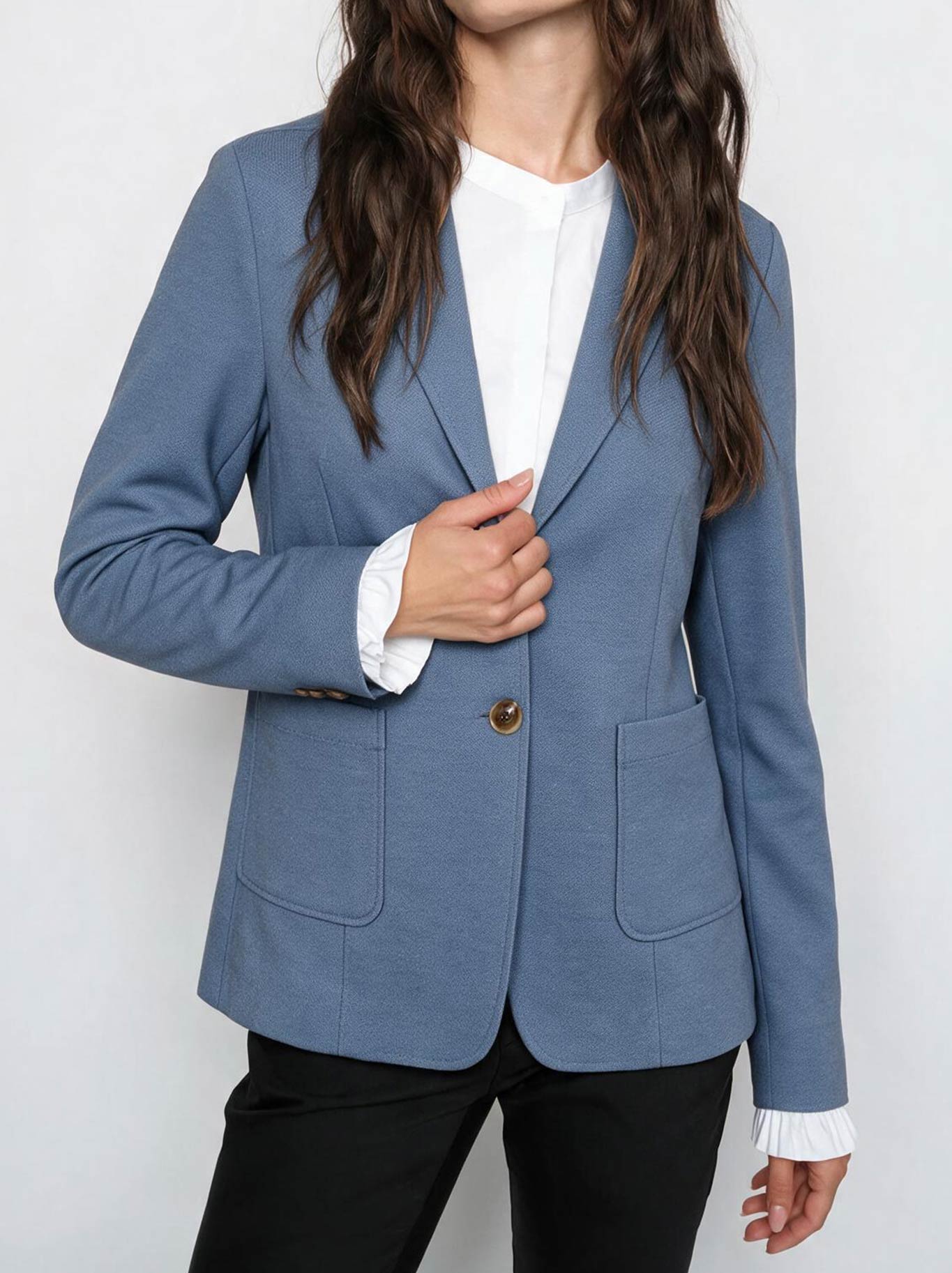 Image of Coats & Jackets. Product name - MOS MOSH VEGA DAISI BLAZER in Crown Blue colour by brand - Mos Mosh
