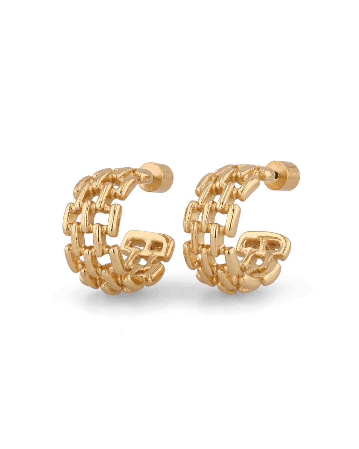 Image of Earrings. Product name - Multi Link Gold Hoop Earrings in colour by brand - LAVANA