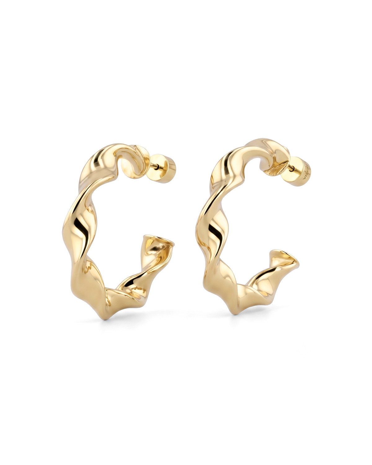 Image of Earrings. Product name - Muse Gold Hoop Earrings in colour by brand - LAVANA