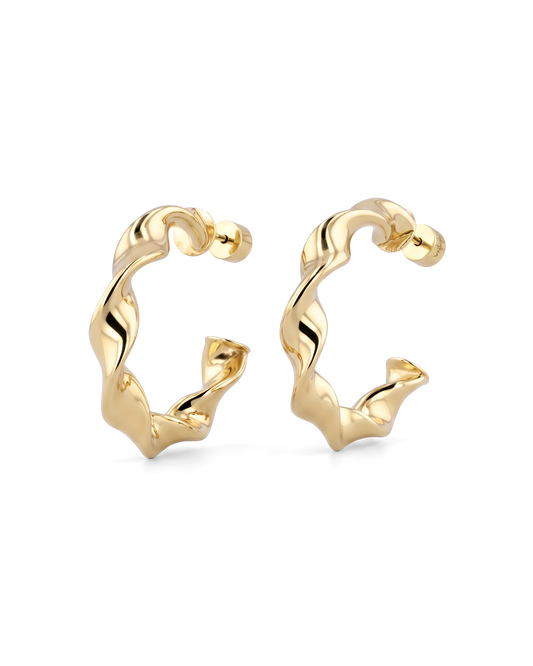 Image of Earrings. Product name - Muse Gold Hoop Earrings in colour by brand - LAVANA