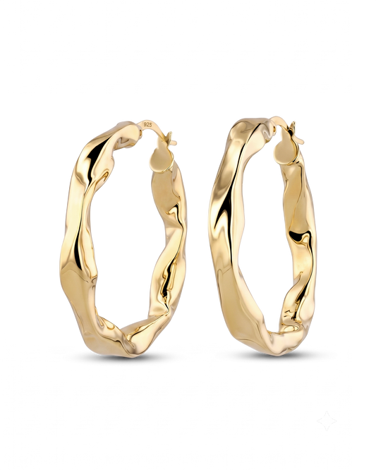 Image of Earrings. Product name - Musica Gold Hoop Earrings in colour by brand - LAVANA