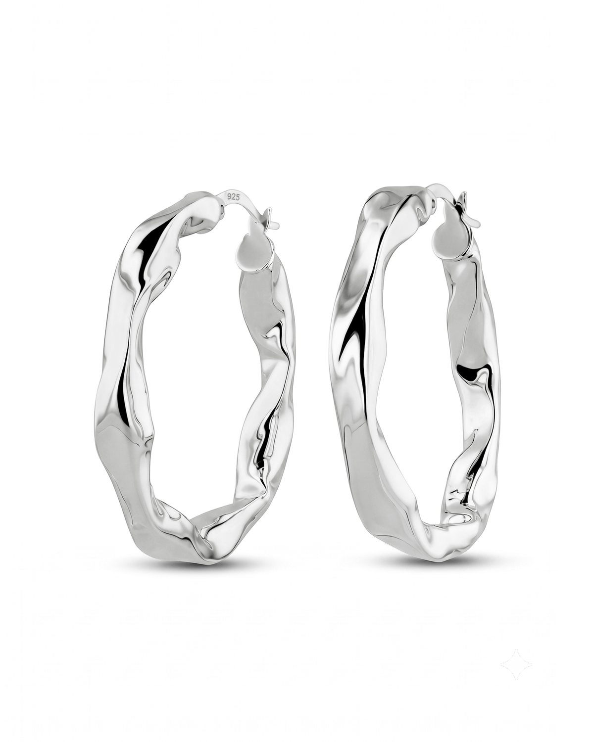 Image of Earrings. Product name - Musica Silver Hoop Earrings in colour by brand - LAVANA