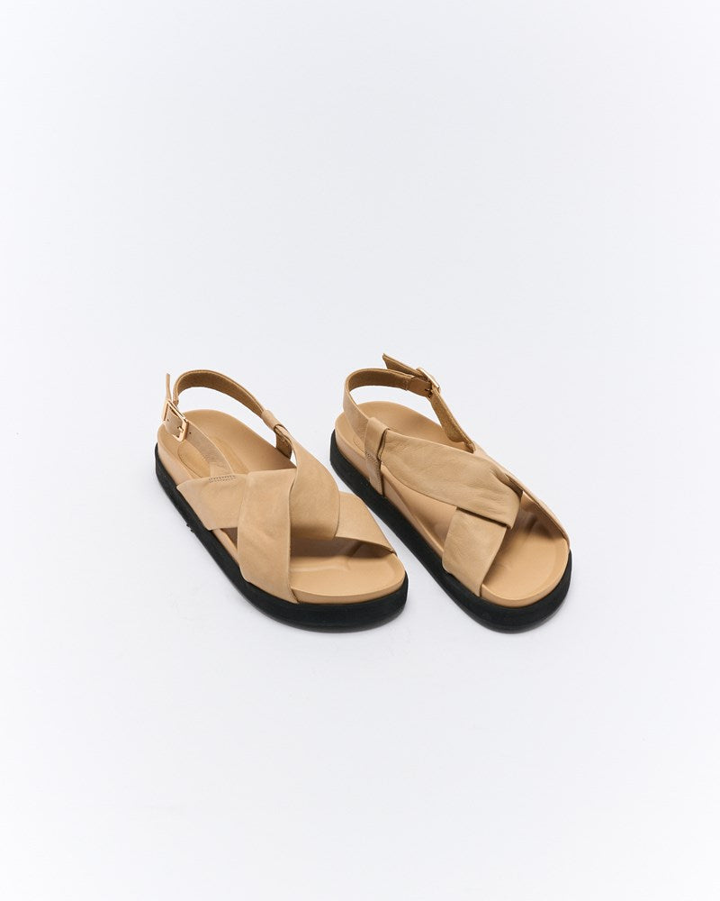 Walnut Melbourne Mya Leather Sandal (Biscuit)