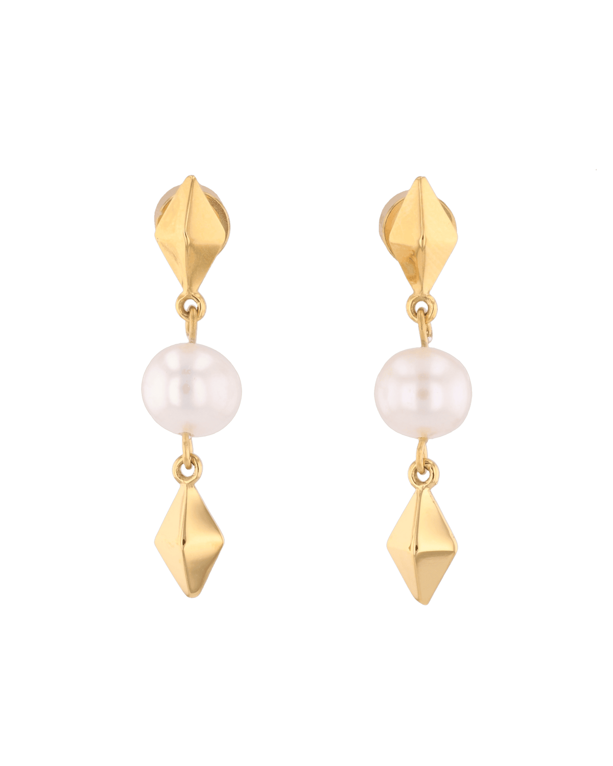 Image of Earrings. Product name - Mykonos Gold Pearl Earrings in colour by brand - LAVANA