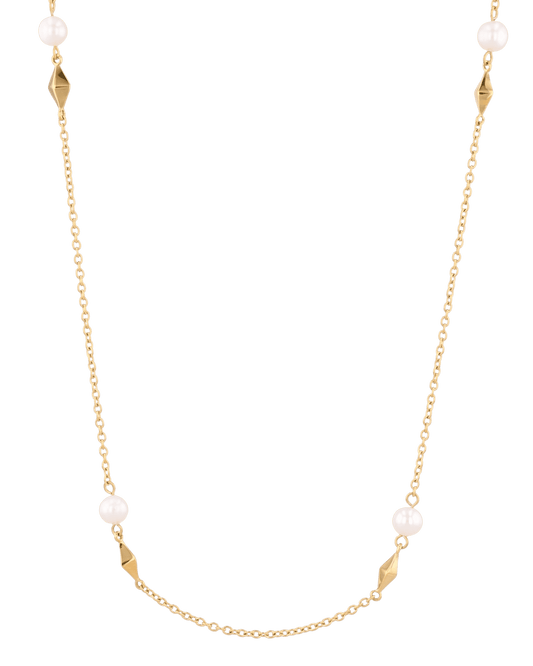 Image of Necklaces. Product name - Mykonos Gold Pearl Necklace in colour by brand - LAVANA