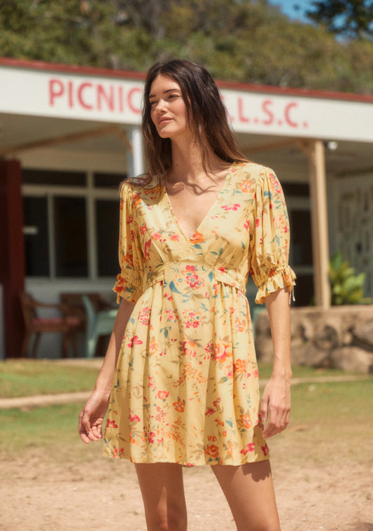 Image of Dresses. Productname: Auguste The Label Nereida Mini Dress in Yellow/Orange colour by brand - Auguste The Label