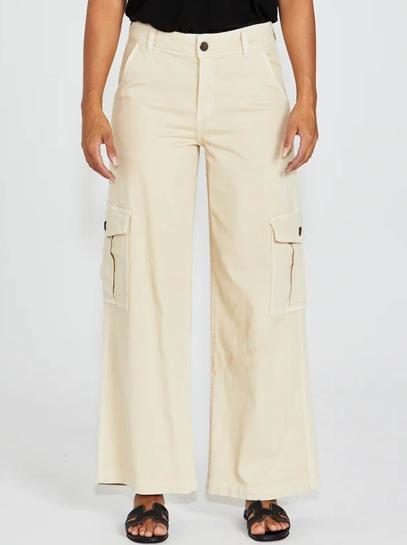 Image of Jeans. Product name - NEW LONDON CAREY HIGH RISE CARGO JEAN in Oat colour by brand - New London