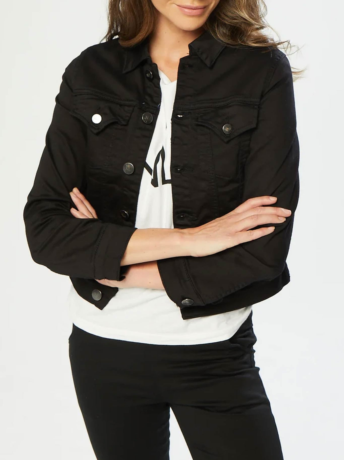 Image of Coats & Jackets. Product name - NEW LONDON HORNSEY DENIM JACKET in Black colour by brand - New London