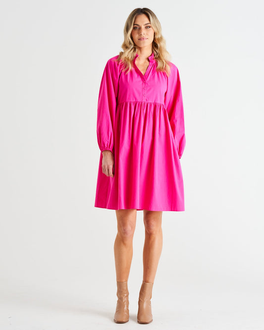 Image of Dresses. Productname: Betty Basics Cottage Relaxed Cotton Dress Autumn Pink in Autumn Pink colour by brand - Betty Basics