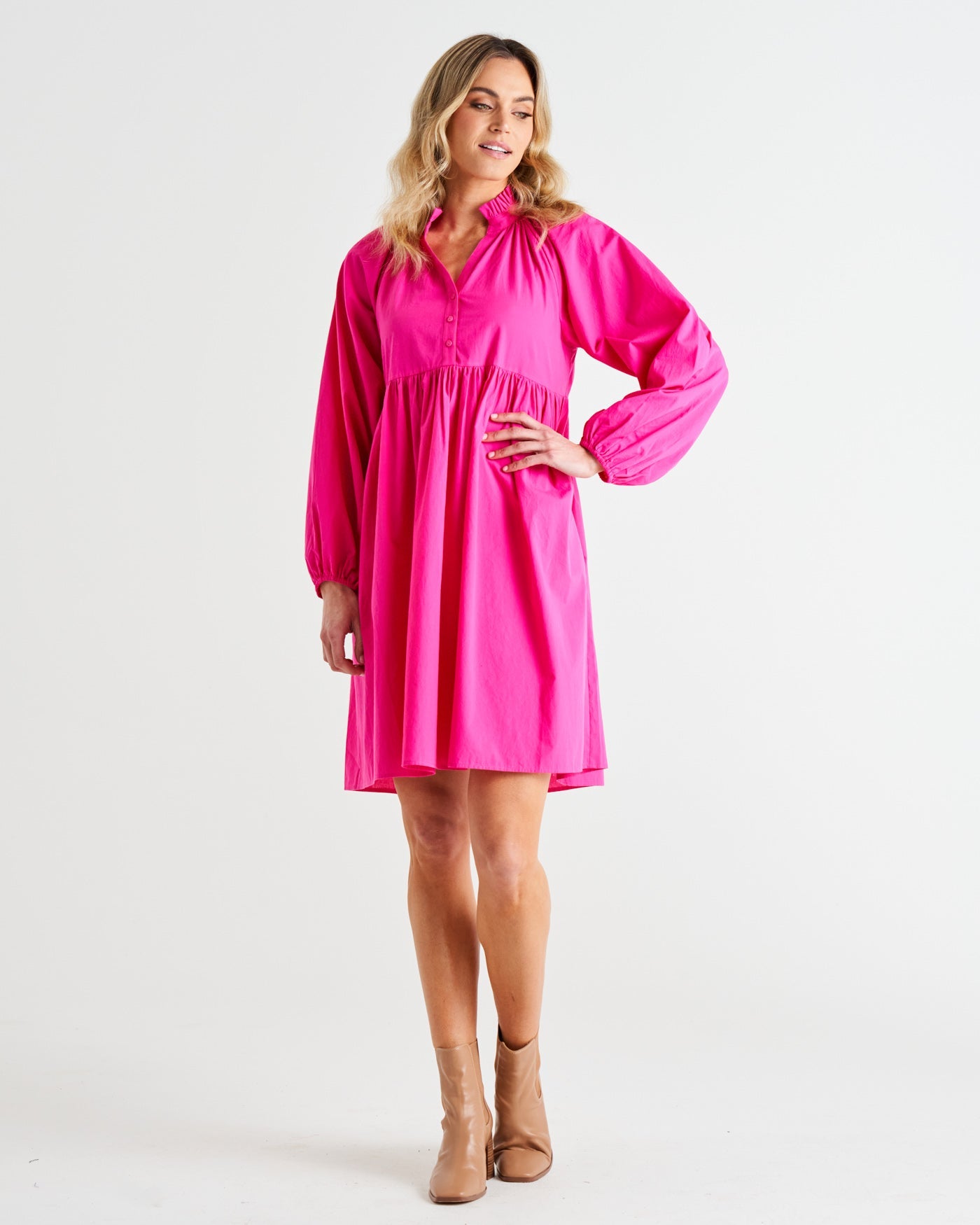 Betty Basics Cottage Relaxed Cotton Dress (Autumn Pink)