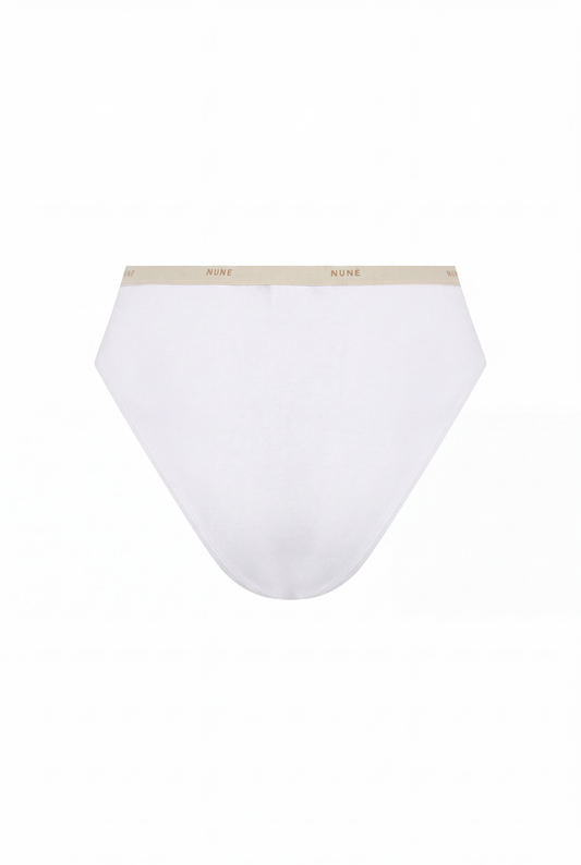 Image of Lingerie. Product name - High Cut High Waisted Brief White in White colour by brand - NUNE