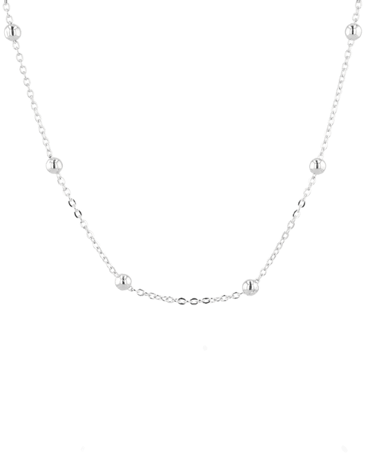 Image of Necklaces. Product name - Nara Silver Station Chain Necklace in colour by brand - LAVANA