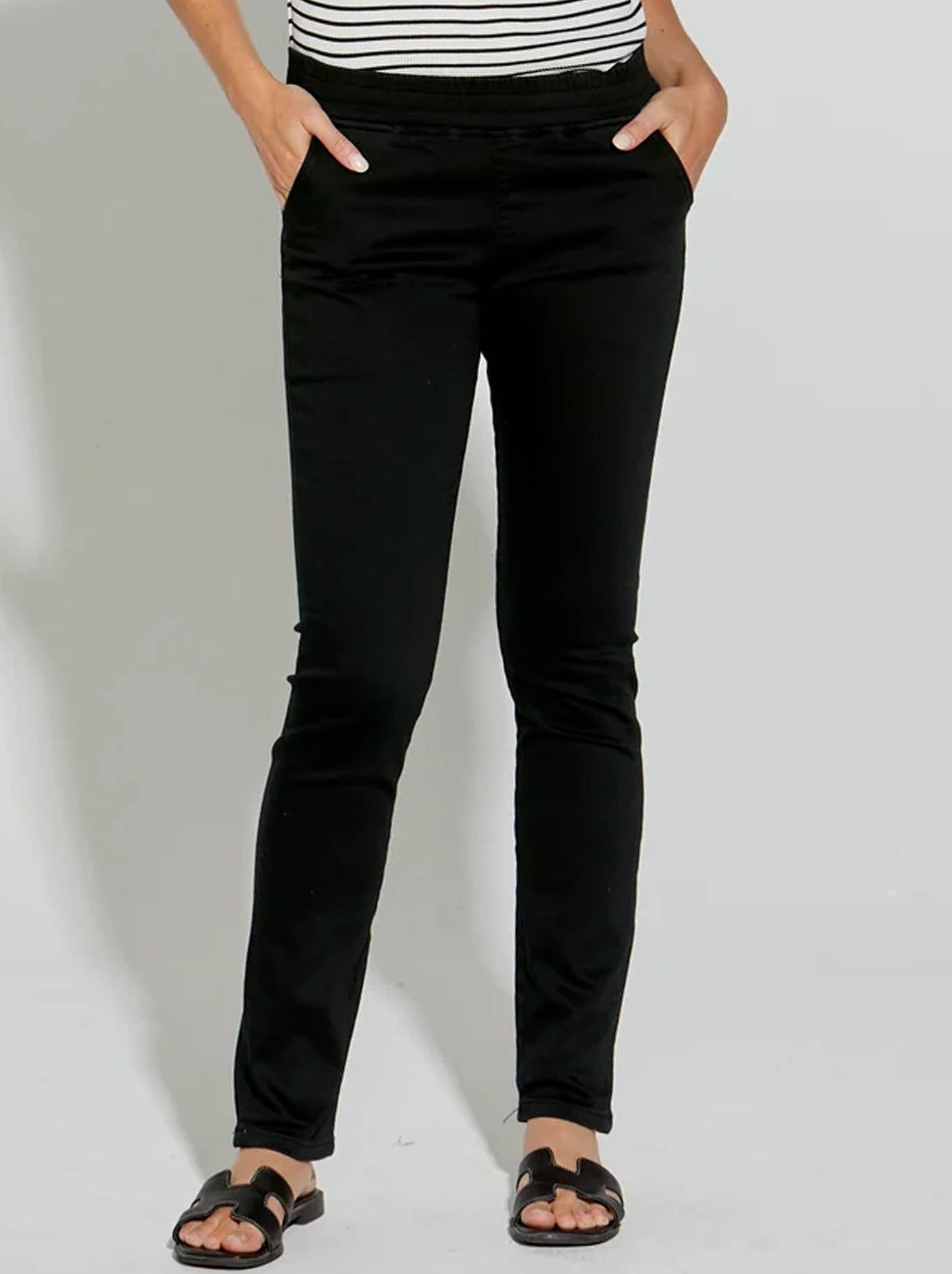 Image of Jeans. Product name - New London Heathrow Pull On Jogger Jean in Black colour by brand - New London