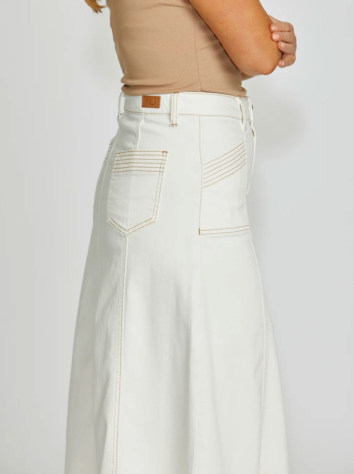 NEW LONDON KENLEY MIDI SKIRT (Milk Tan)