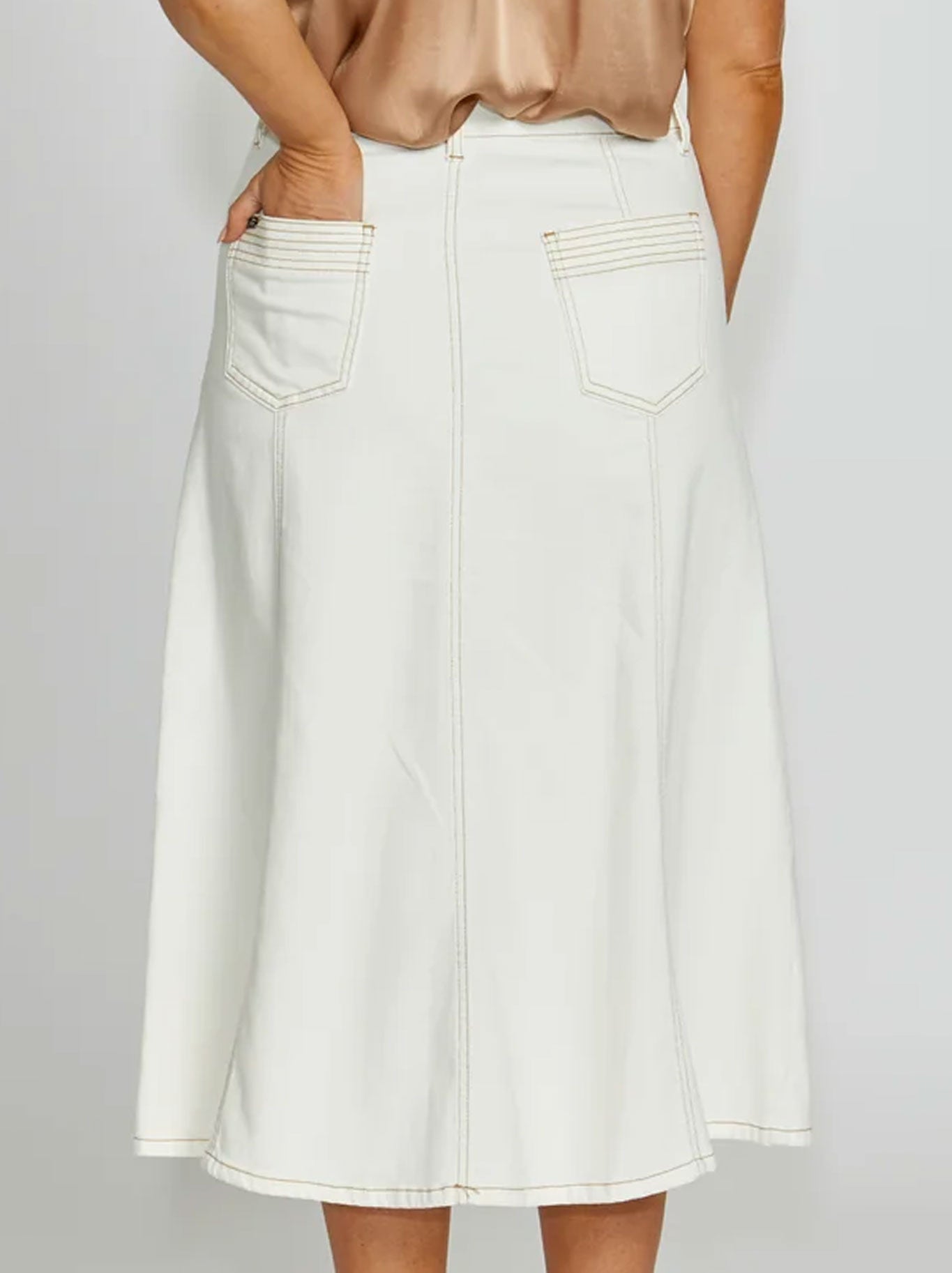 NEW LONDON KENLEY MIDI SKIRT (Milk Tan)