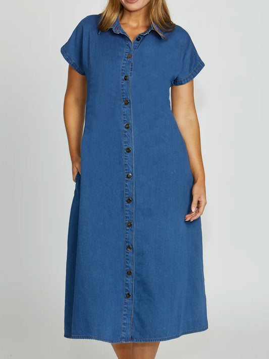 Image of Dresses. Productname: NEW LONDON NORBECK DRESS in Denim colour by brand - New London