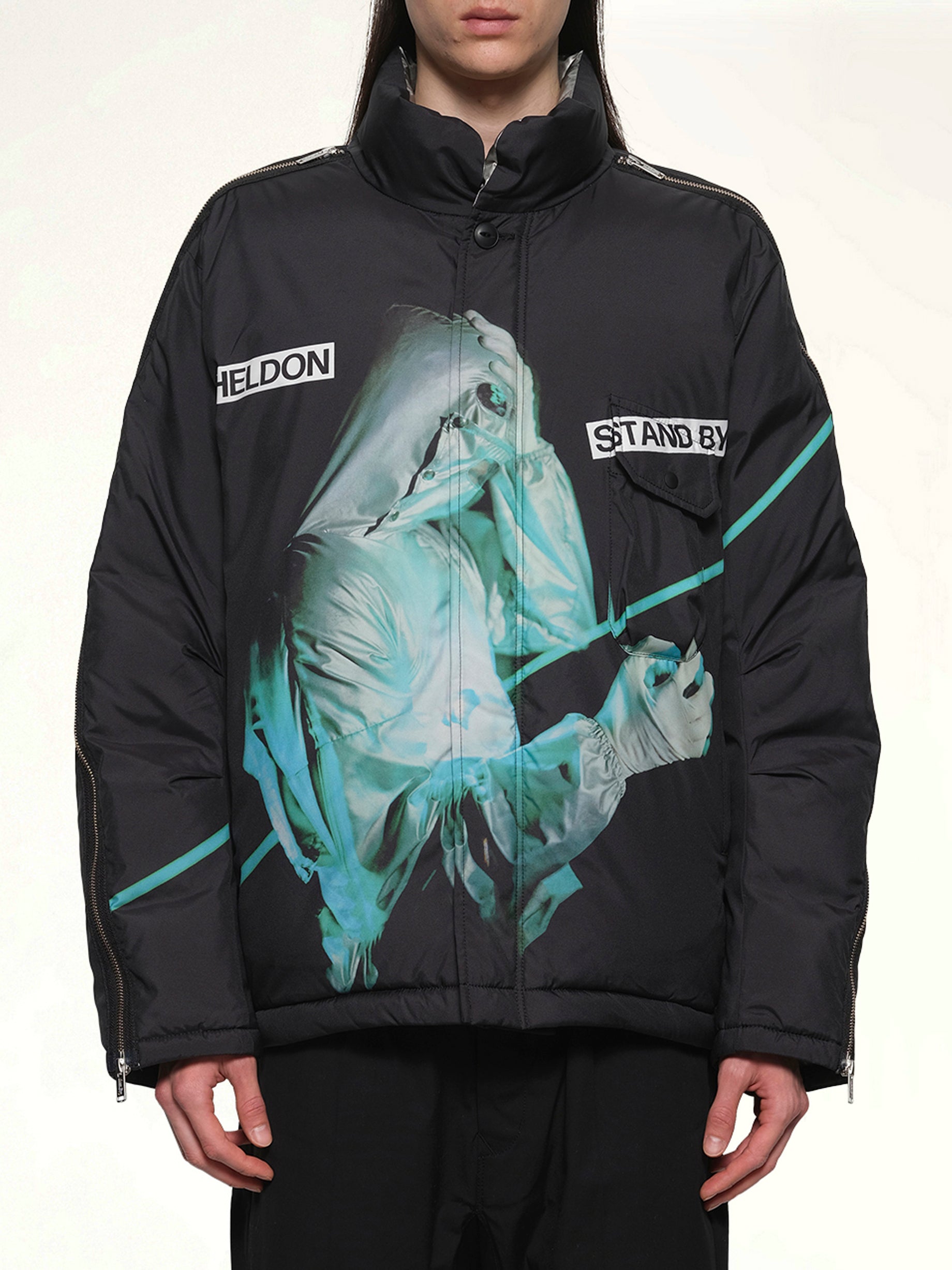 Image of Coats & Jackets. Productname: UNDERCOVER Heldon Stand By Jacket in BLACK colour by brand - UNDERCOVER