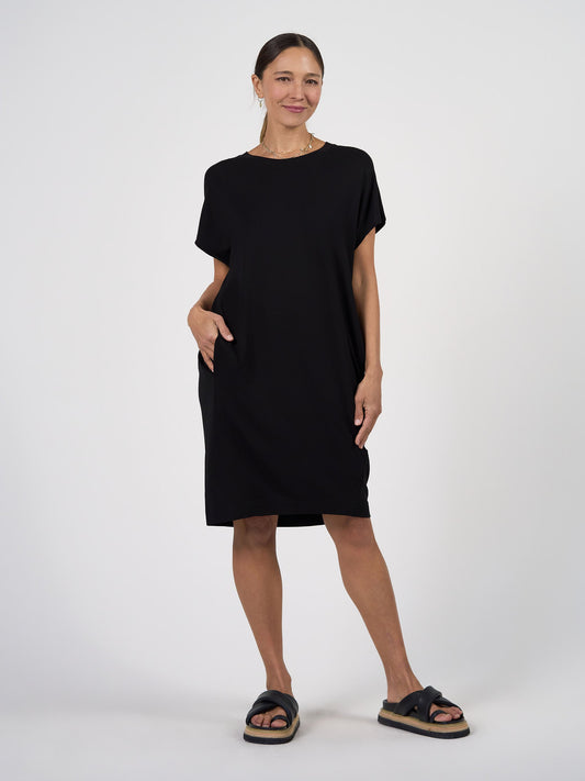 Lou Lou Nicks Bamboo Short Sleeve T-Shirt Dress (Black)