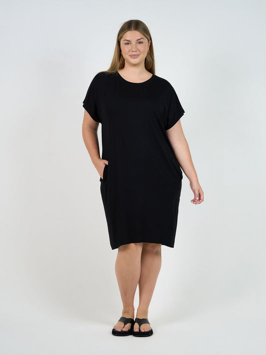 Lou Lou Nicks Bamboo Short Sleeve T-Shirt Dress (Black)