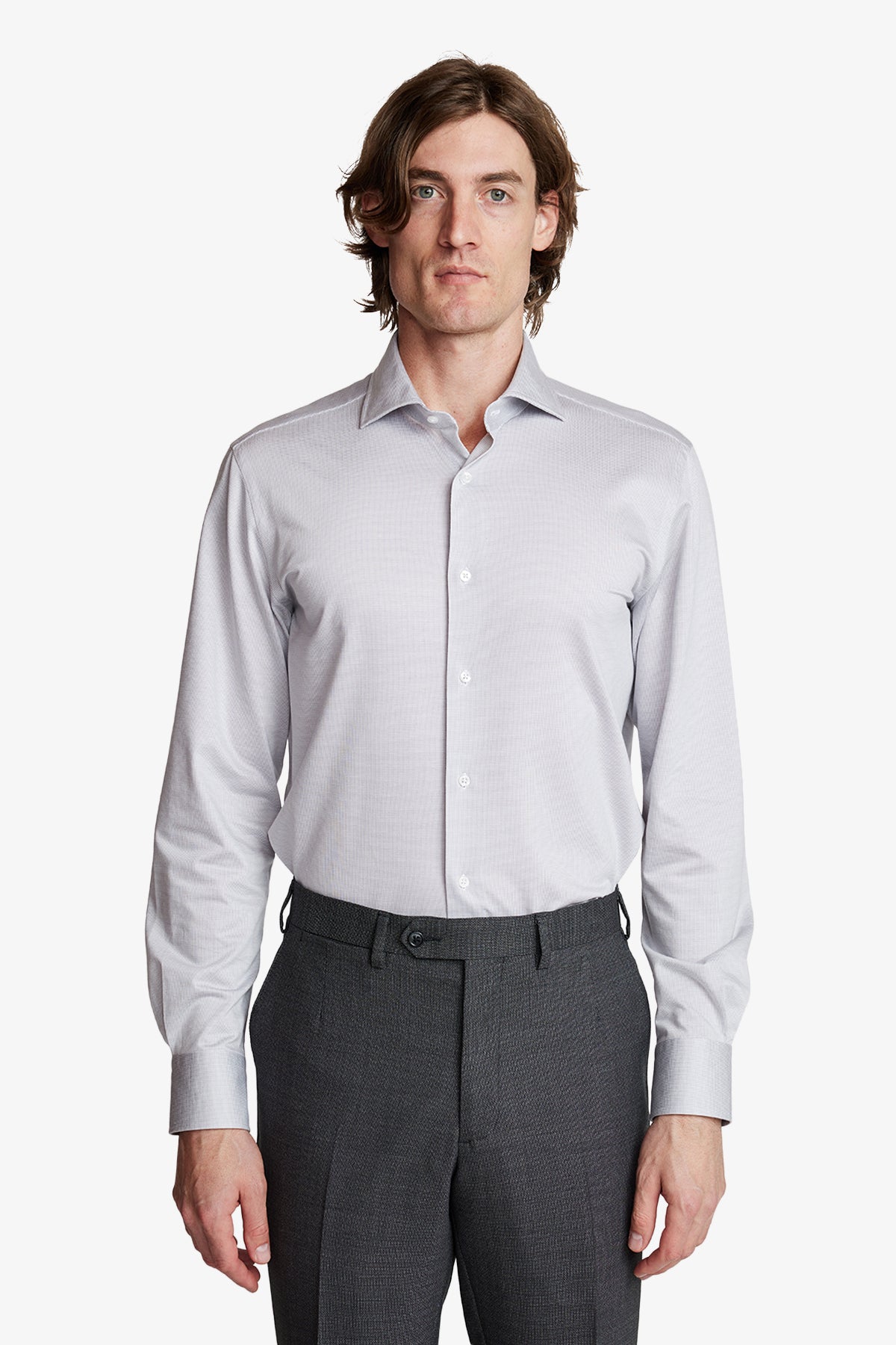 Image of Shirts. Product name - Nigel Light Grey in Grey colour by brand - Anthony Squires