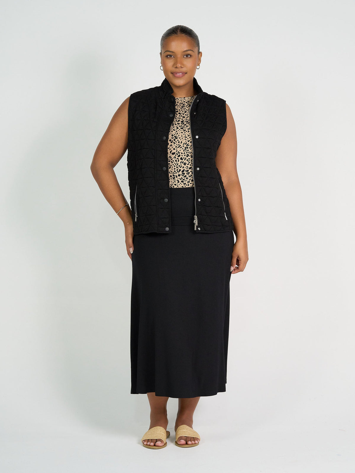 Lou Lou Nina Quilted Bamboo Puffer Vest (Black)