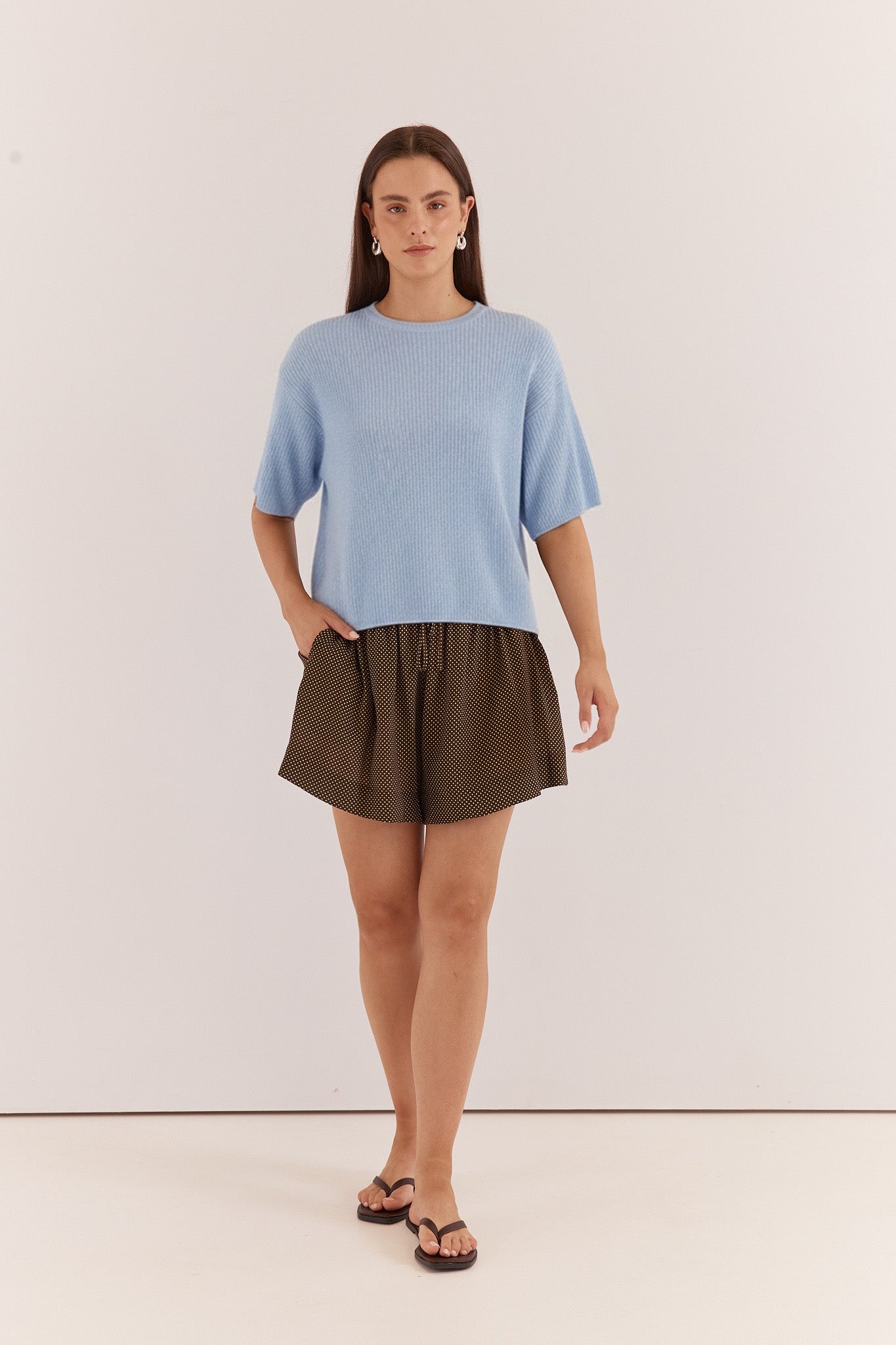 Sass Clothing Noni Relaxed Knit Tee (Pale Blue)