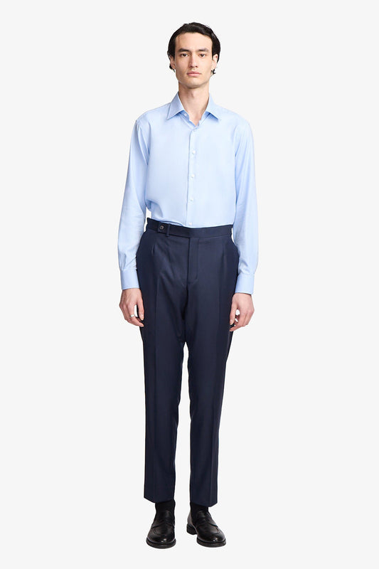 Image of Shirts. Product name - Norris blue twill in Blue colour by brand - Anthony Squires