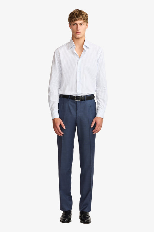 Image of Shirts. Product name - Norris formal shirt blue stripe in Blue colour by brand - Anthony Squires