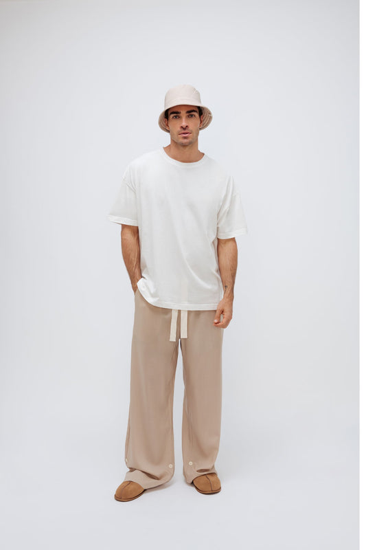 Image of Sleepwear & Loungewear. Product name - Long Sleep Pant Macel Oat in Oat colour by brand - NUNE