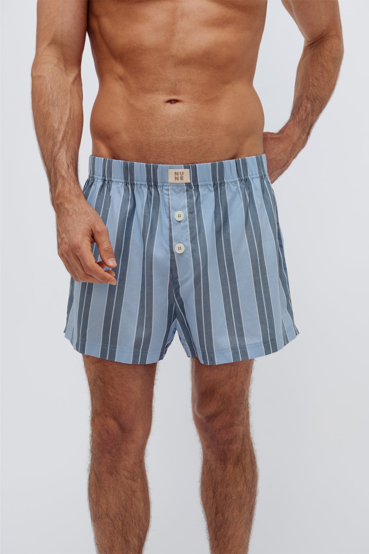 Image of Sleepwear & Loungewear. Product name - Boxer Short Macel Daybreak Stripe in Daybreak Stripe colour by brand - NUNE