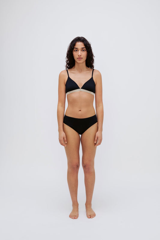 Image of Lingerie. Product name - Mid Rise Brief Black in Black colour by brand - NUNE