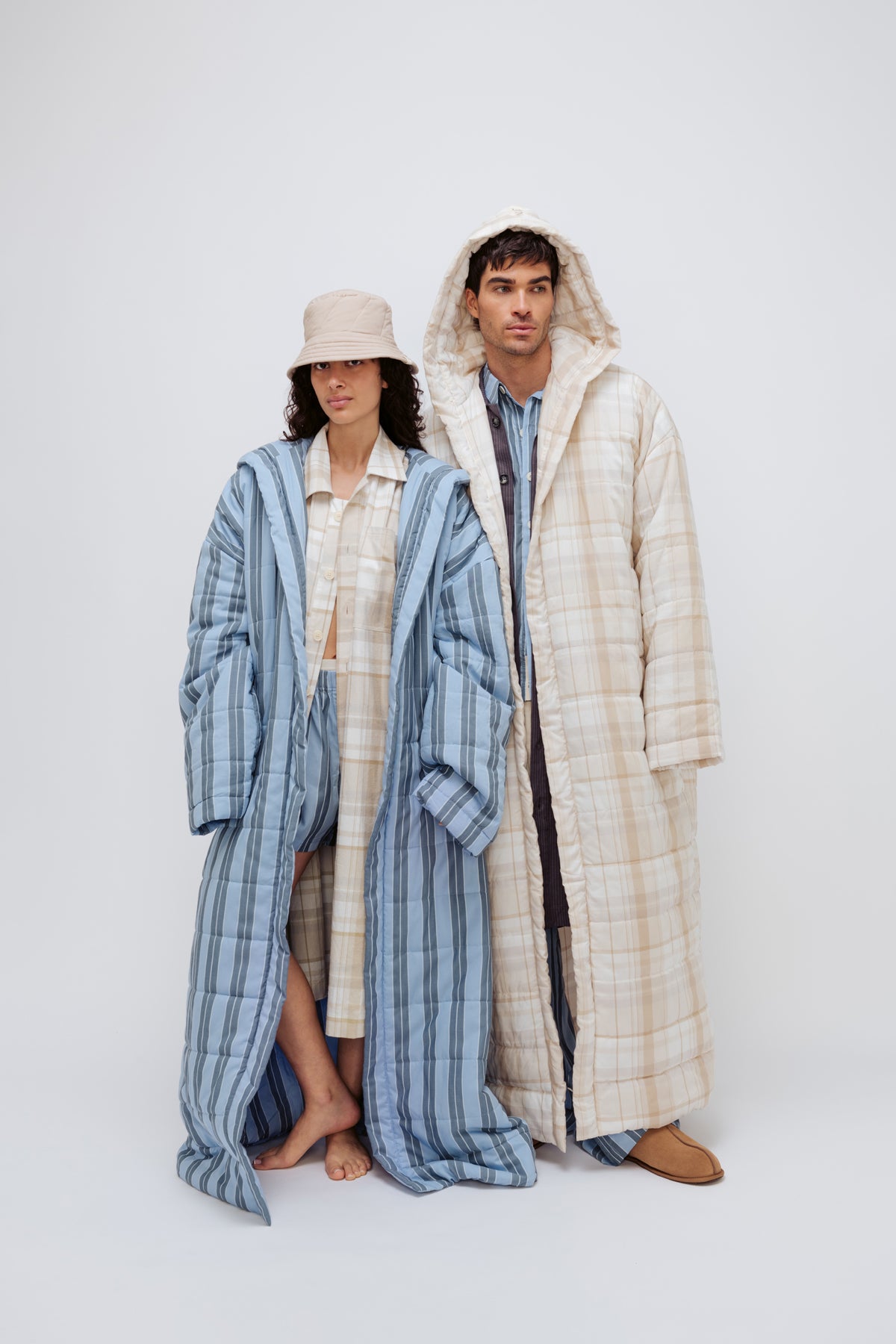 Image of Dresses. Product name - Doona Robe Long Daybreak Stripe in Daybreak Stripe colour by brand - NUNE