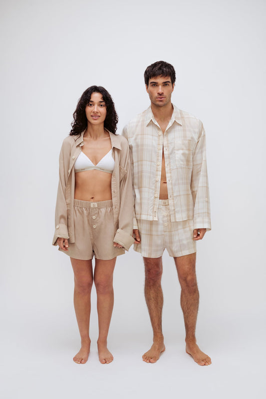 Image of Lingerie. Product name - Boxer Short Macel Oat in Oat colour by brand - NUNE