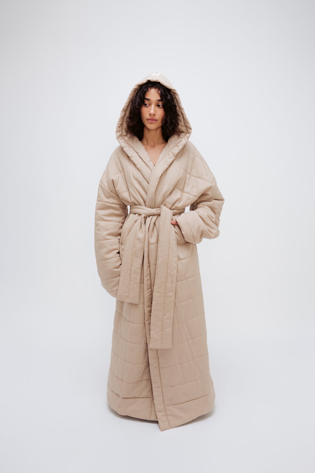 Image of Dresses. Product name - Doona Robe Long Oat in Oat colour by brand - NUNE