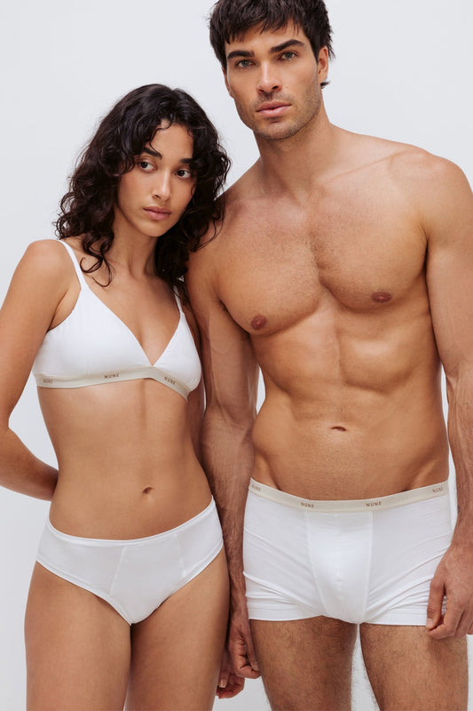 Image of Lingerie. Product name - Mid Rise Brief White in White colour by brand - NUNE