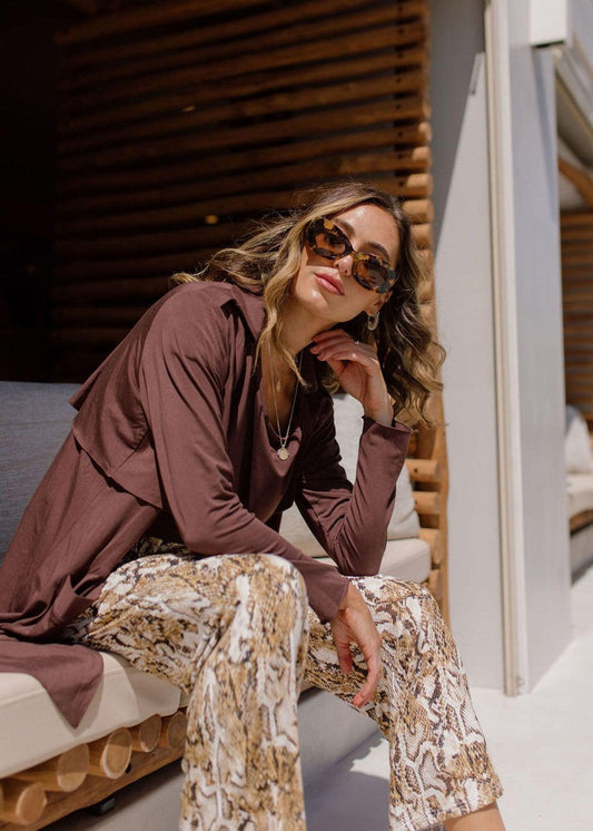 Image of Coats & Jackets. Product name - Avril Bamboo Trench Coat in Chicory Coffee colour by brand - Lou Lou
