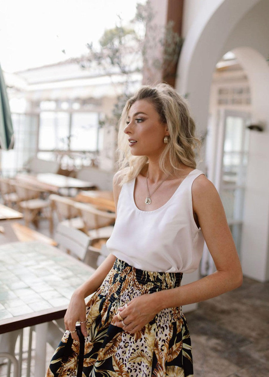 Lou Lou Iris Silk Sleeveless Camisole (Pearl)