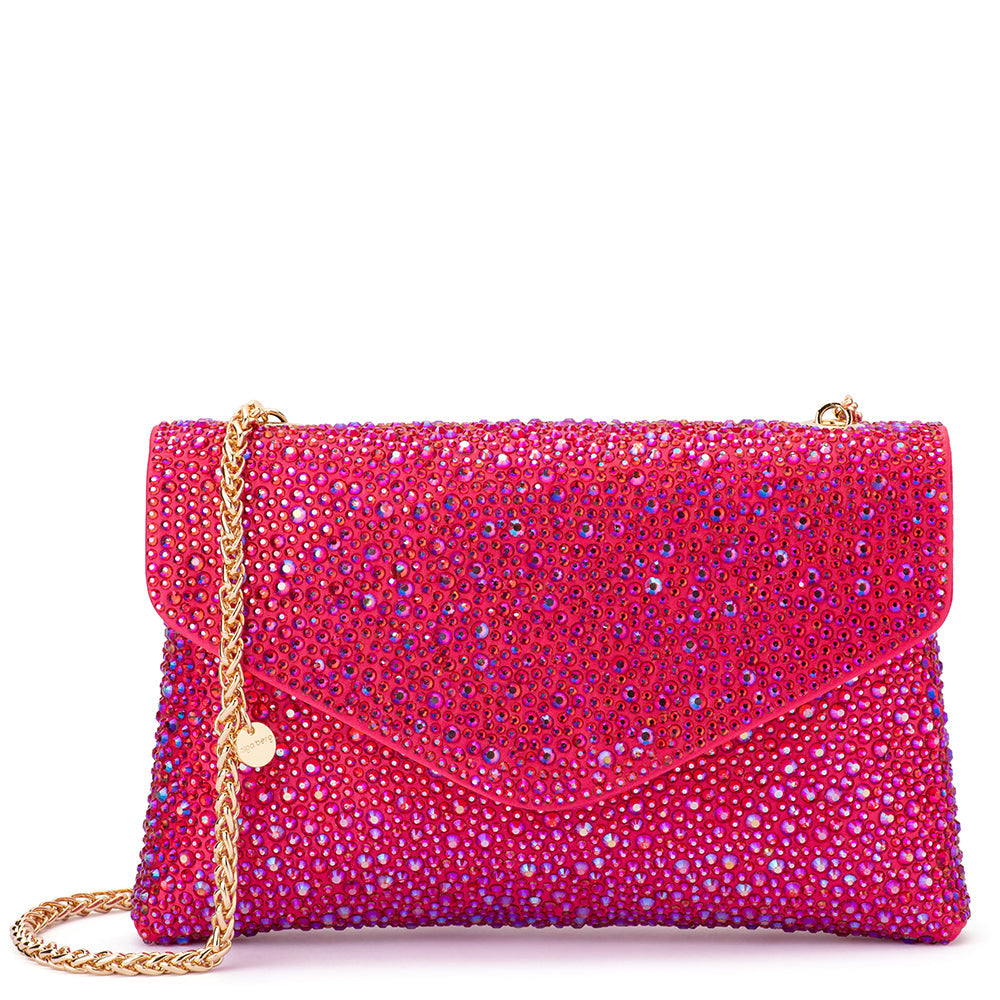Olga Berg HATTIE Crystal Shoulder Bag (Fuchsia)
