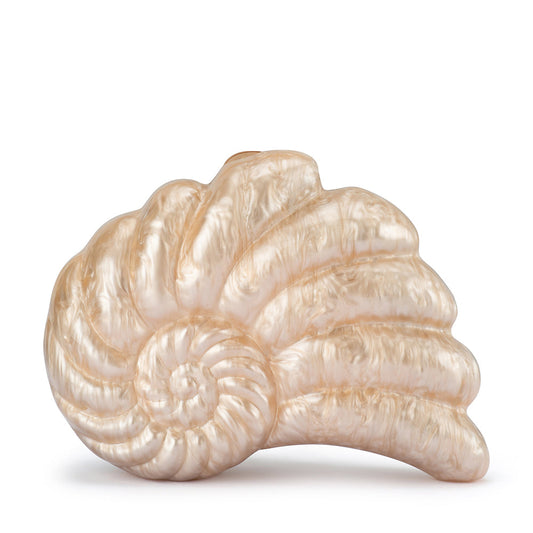 Olga Berg INDI Acrylic Shell Clutch (Natural)
