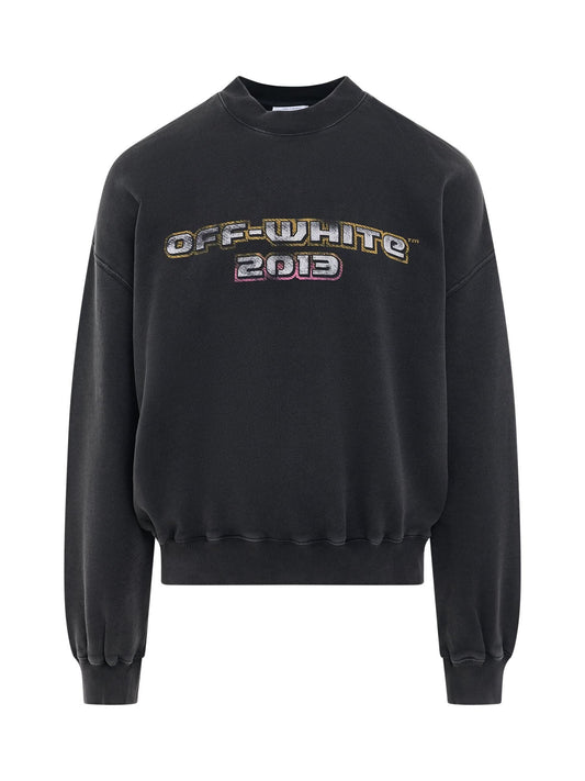 Image of a model wearing Outerwear. Productname: OFF-WHITE Digit Bacchus Oversize Sweatshirt in BLACK colour by brand - OFF-WHITE