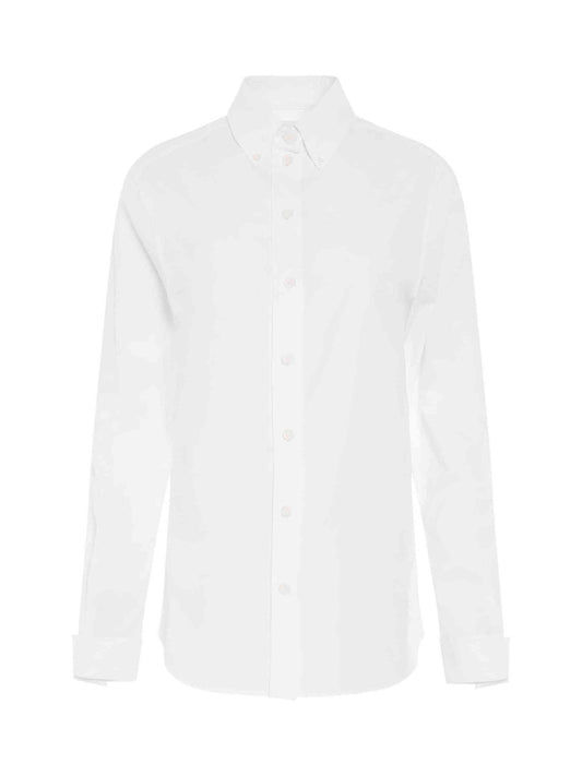 Image of a model wearing Tops. Productname: GIVENCHY Organic Classic Poplin Shirt in White colour by brand - GIVENCHY
