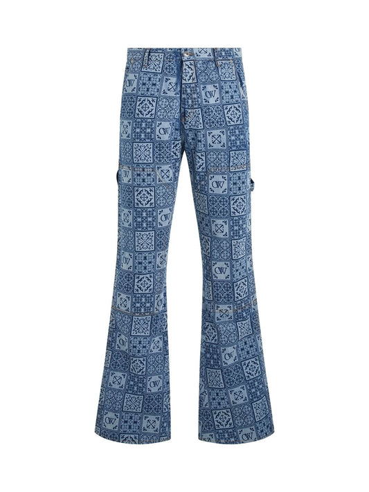 Image of a model wearing Denim. Productname: OFF-WHITE Mailoca Carpenter Jeans in BLUE colour by brand - OFF-WHITE